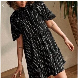 Sezane Ninon Dress Black Polka Dots - Size 2